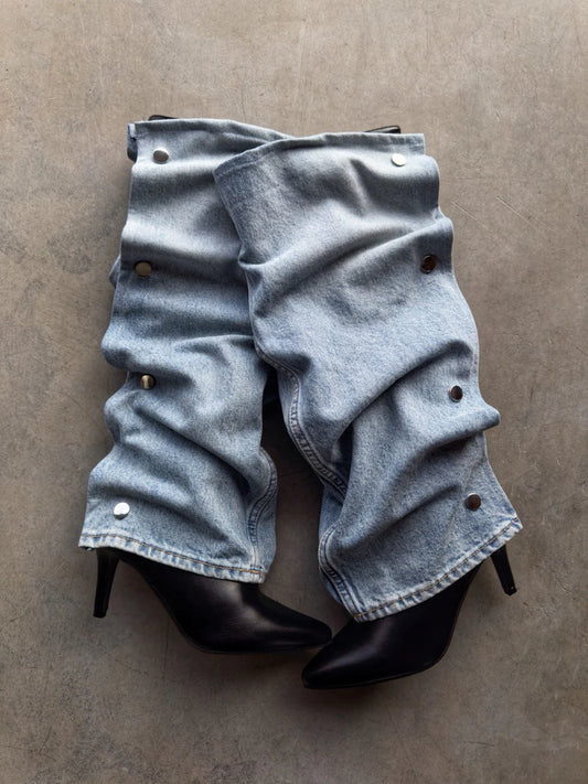 LIGHT BLUE DENIM HEELS
