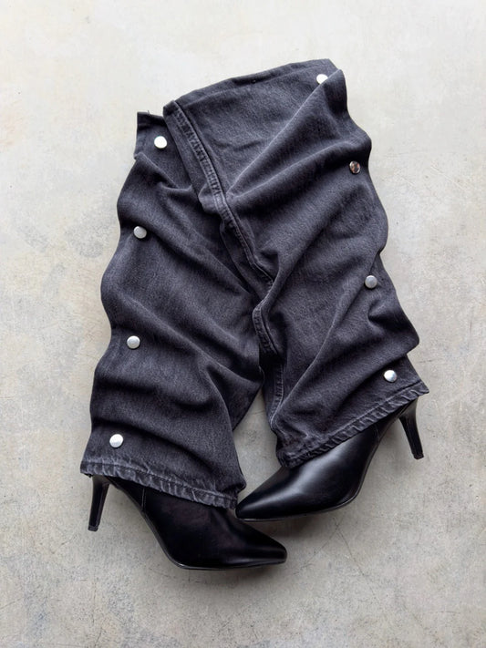 BLACK DENIM HEELS